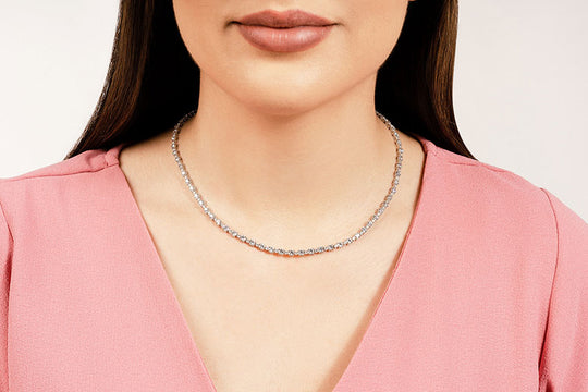 The Kaia Tide -  Alternating Diamond Necklace