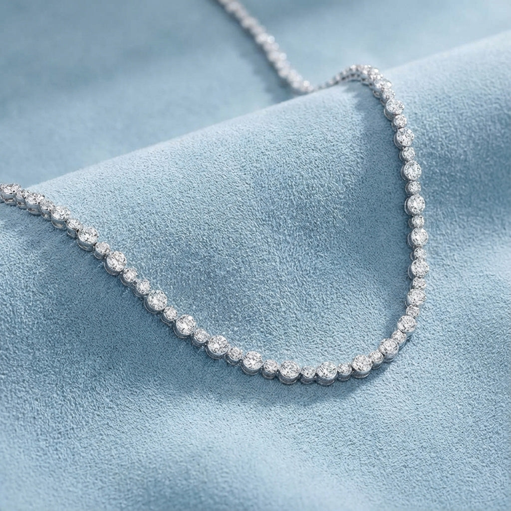 The Kaia Tide (Cupcake version) -  Alternating Diamond Necklace