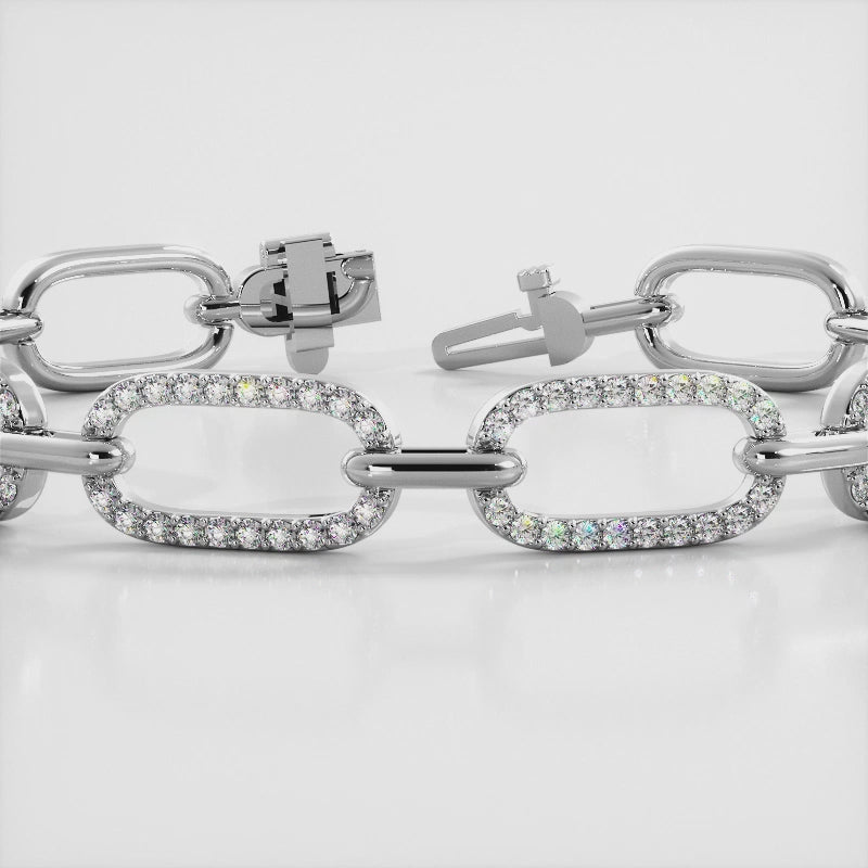 The Astrid - Pavé Open Oval Link Diamond Bracelet