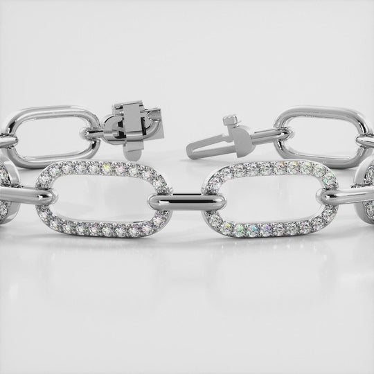 The Astrid - Pavé Open Oval Link Diamond Bracelet